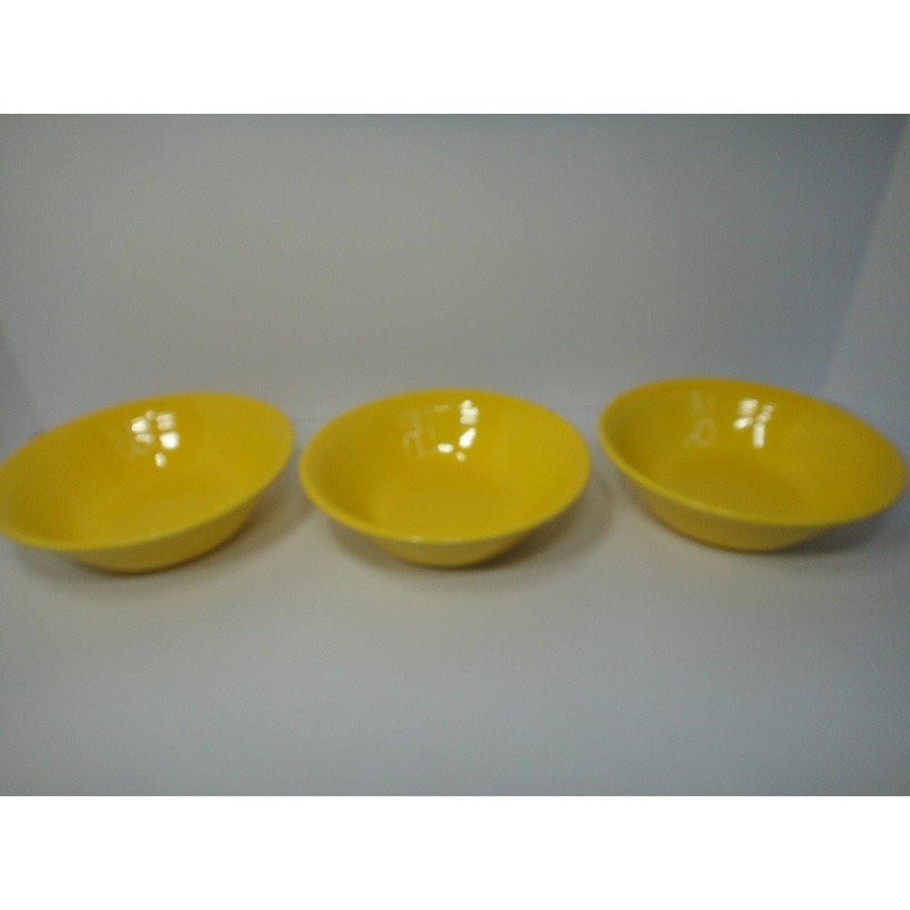 Metlox Colorstax Yellow Cereal Soup Bowls Set of 3 California Pottery MCM 6.5in
